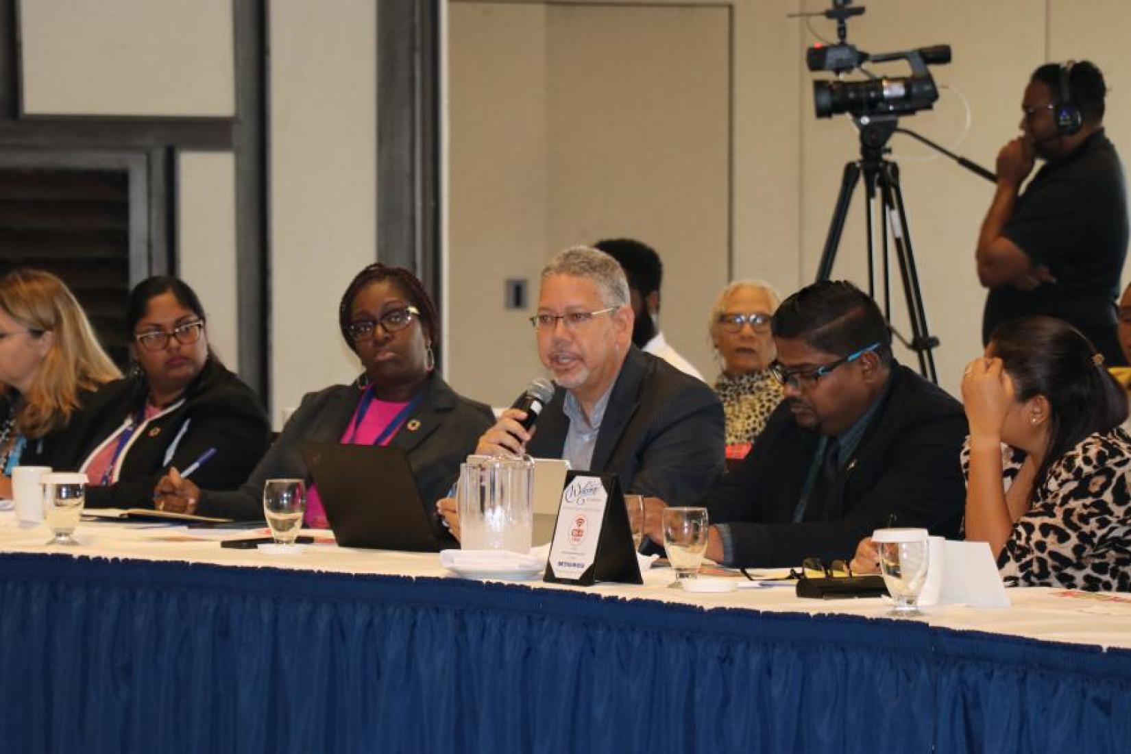 CEO of the T&T Chamber of Industry and Commerce, Stephen de Gannes, makes a contribution during the SDG Roundtable.