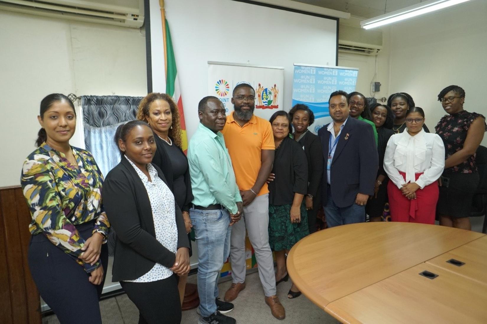 The SDG Fund Joint Programme team and representatives from the Ministry of Regional Development and Sports pose for a group photograph after the meeting. 