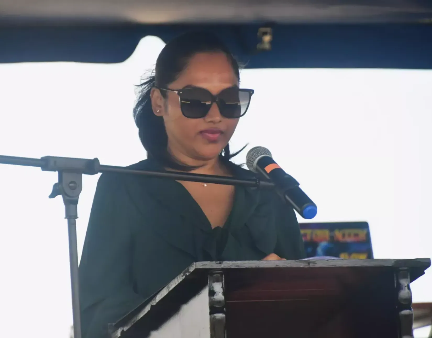 The First of Guyana Her Excellency Mrs Arya Ali delivers the key remarks at Hear Me Out campaign launch