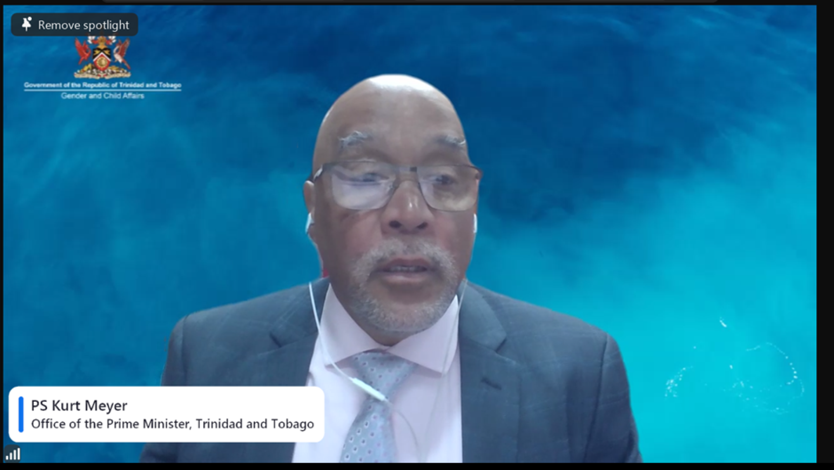 Kurt Meyer, Permanent Secretary, Office of the Prime Minister, Trinidad and Tobago, presents on Trinidad and Tobago's National Action Plan on Women, Peace and Security