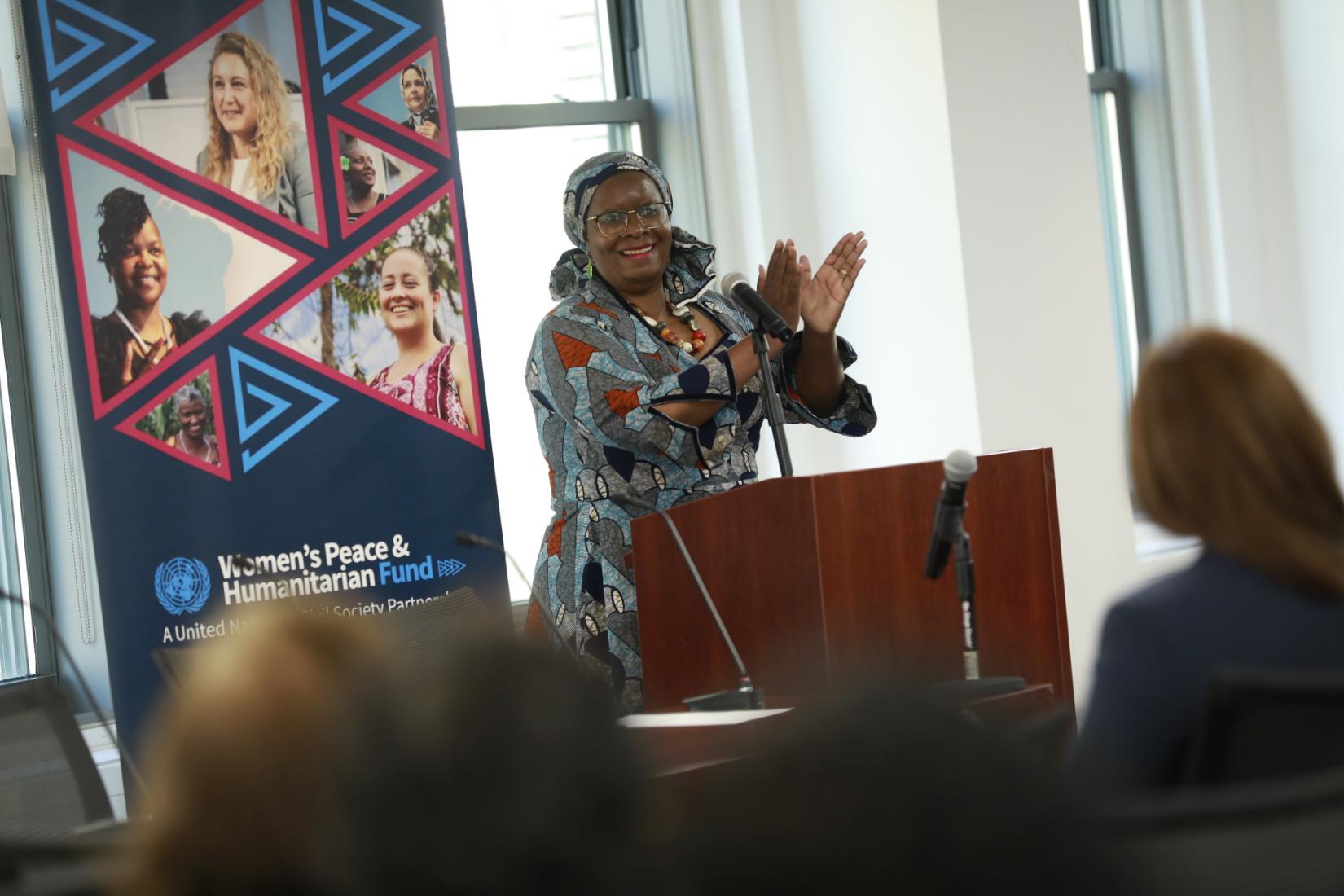 Nyaradzayi Gumbonzvanda, Deputy Executive Director, UN Women, sings No Woman No Cry while delivering feature remarks. 