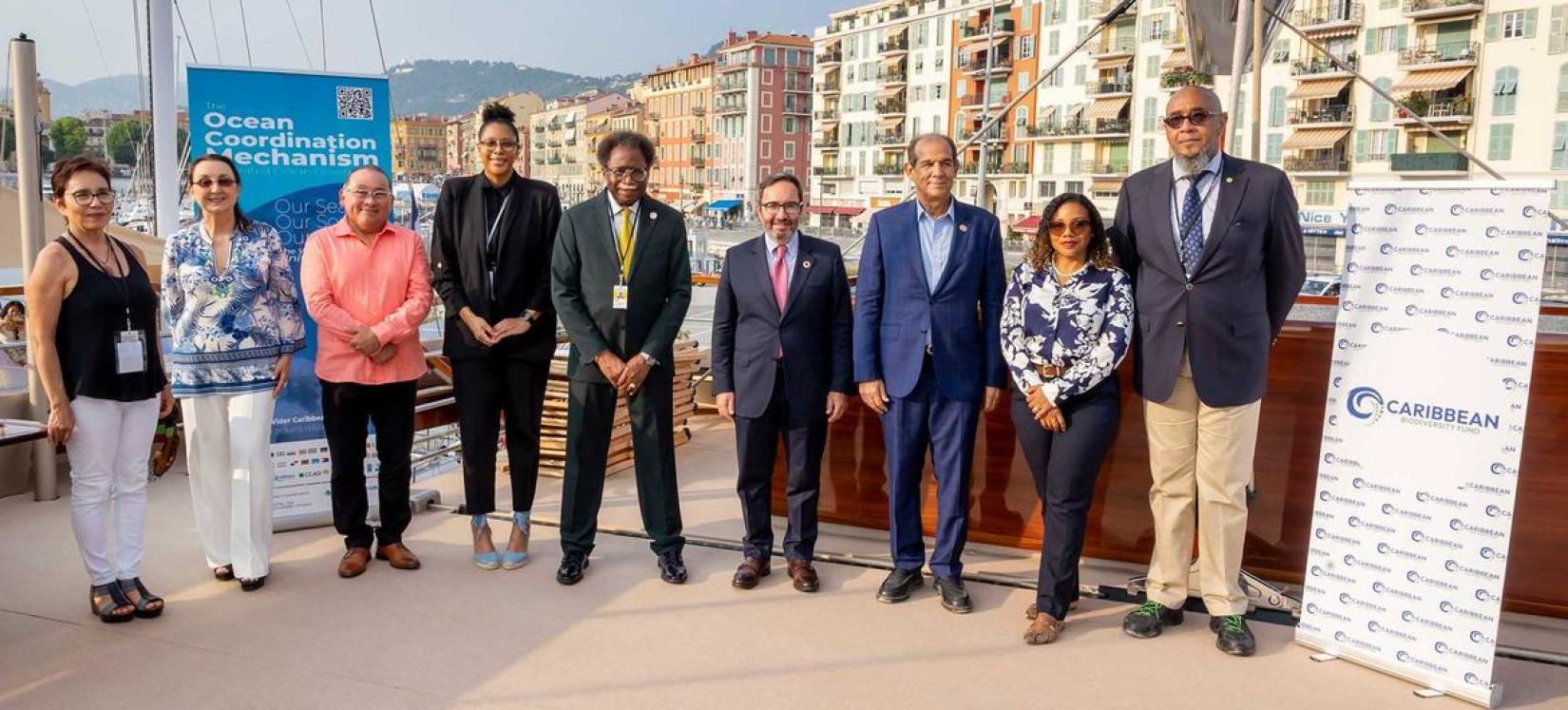 Representatives from 14 Caribbean countries sign the Declaration Of Actioning Blue: The Caribbean 30x30 Vision and Roadmap For Our Ocean at a high-level launch event at the 3rd United Nations Ocean Conference (UNOC3) in Nice, France.