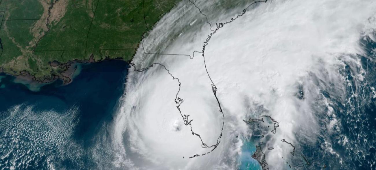 Satellite image of Hurricane Ian as it was making landfall in Florida on September 28, 2022.