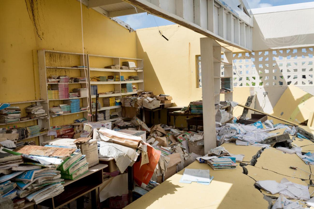 Library destroyed by hurricane