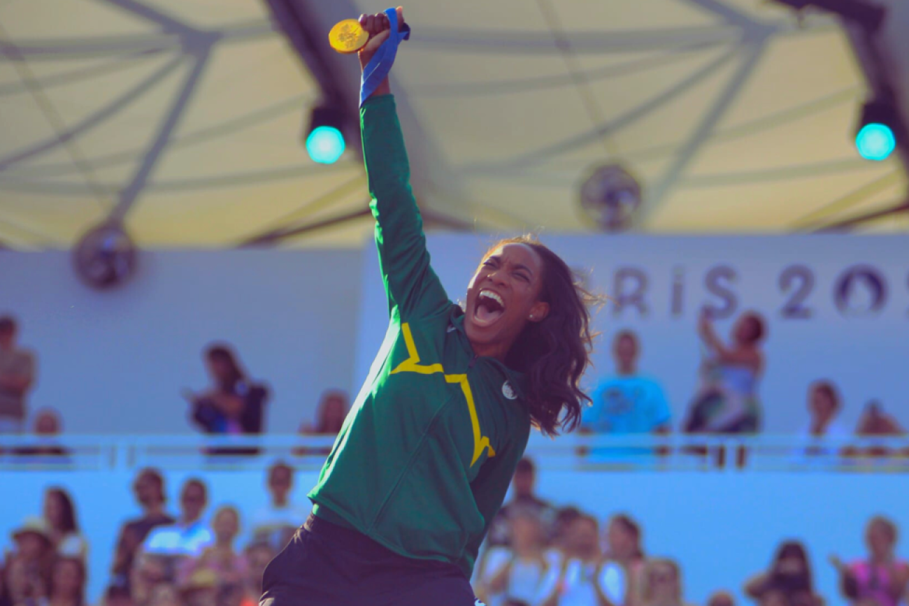 Thea Lafond-Gadson wins Dominica's first Gold Olympic Medal at the 2024 Paris Olympics, August 2024.