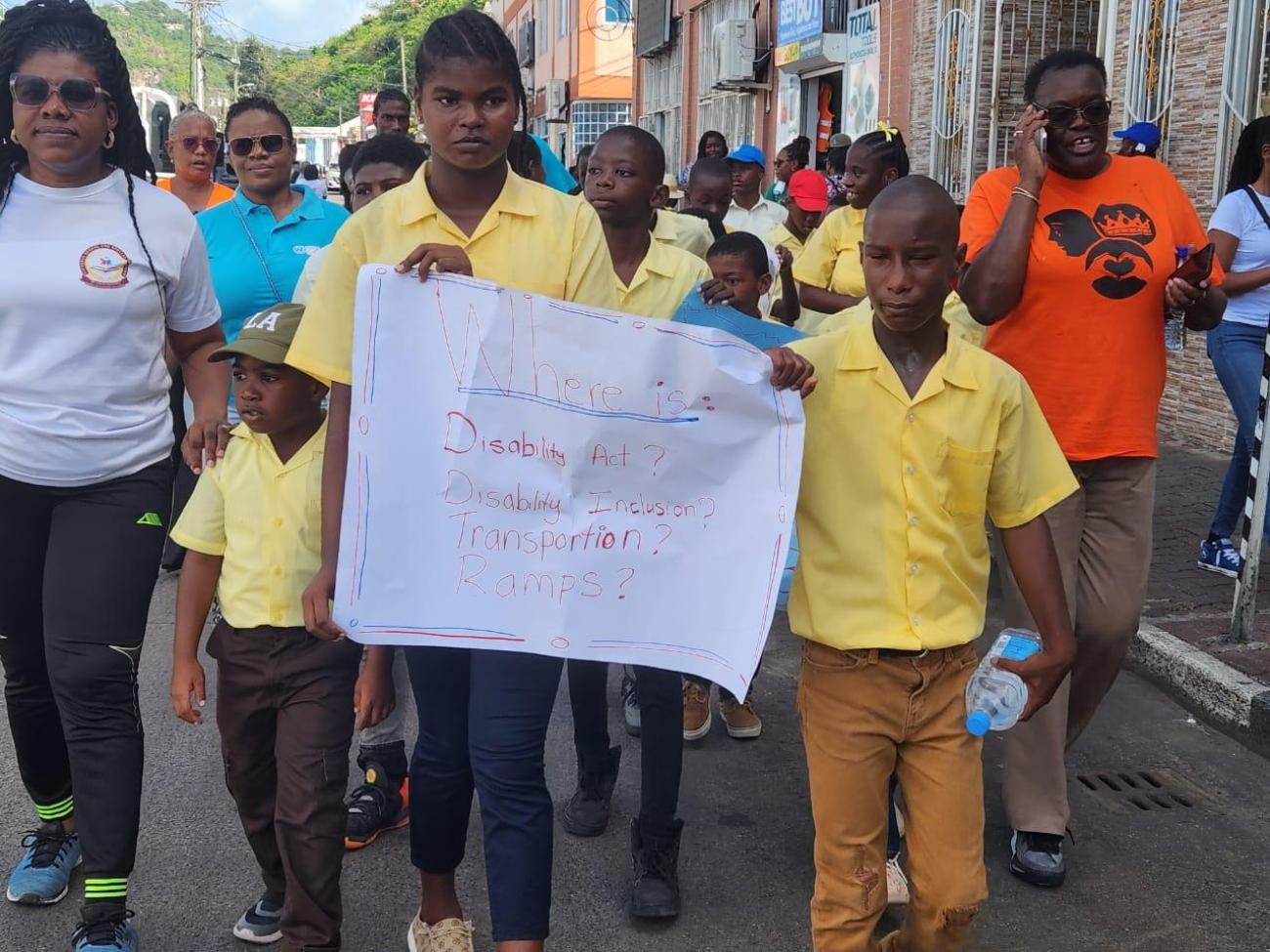 Students march for disability inclusion in Saint Lucia.