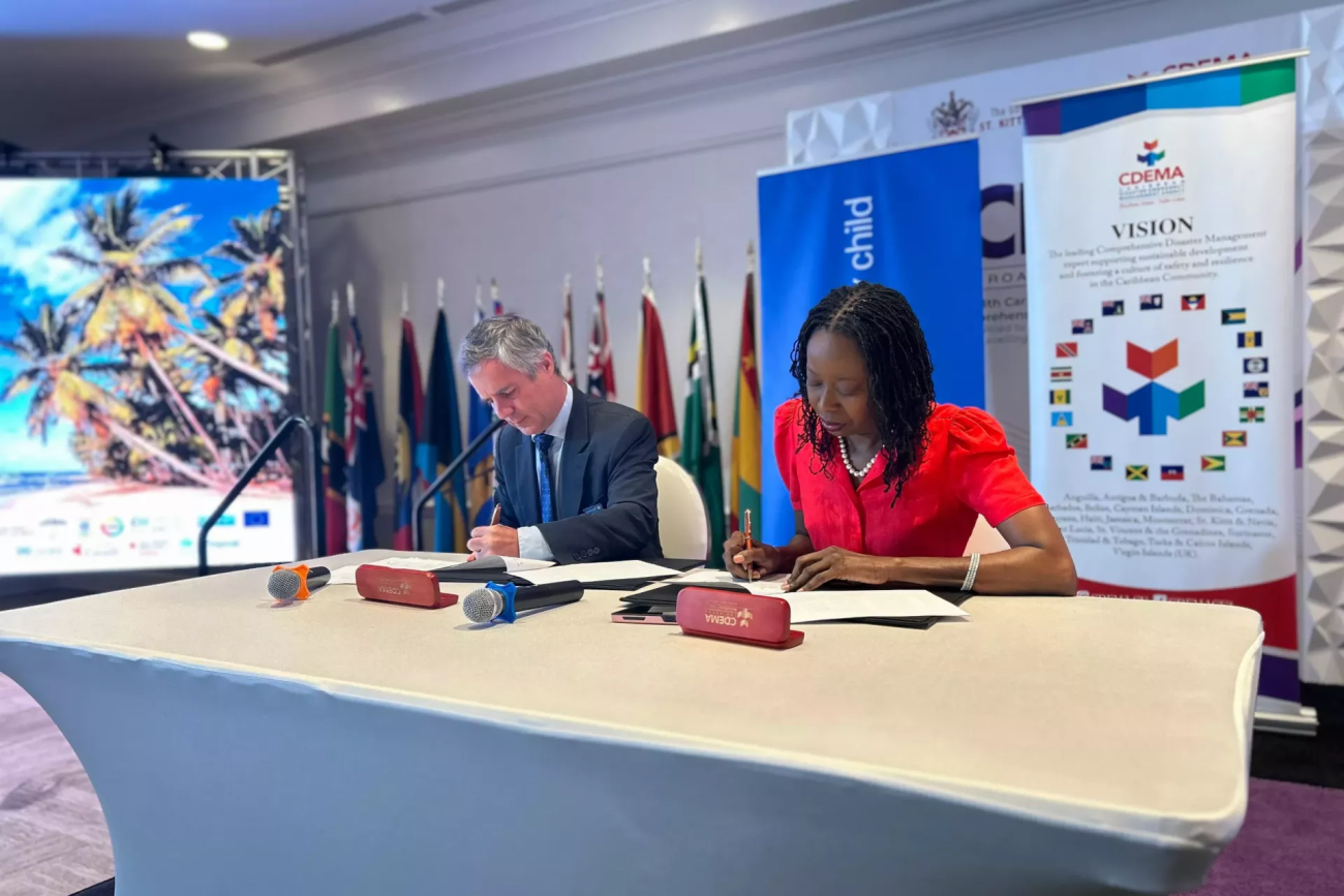 CDEMA and UNICEF sign New agreement to strengthen commitment to child-centered disaster management in the Caribbean at CDM 13