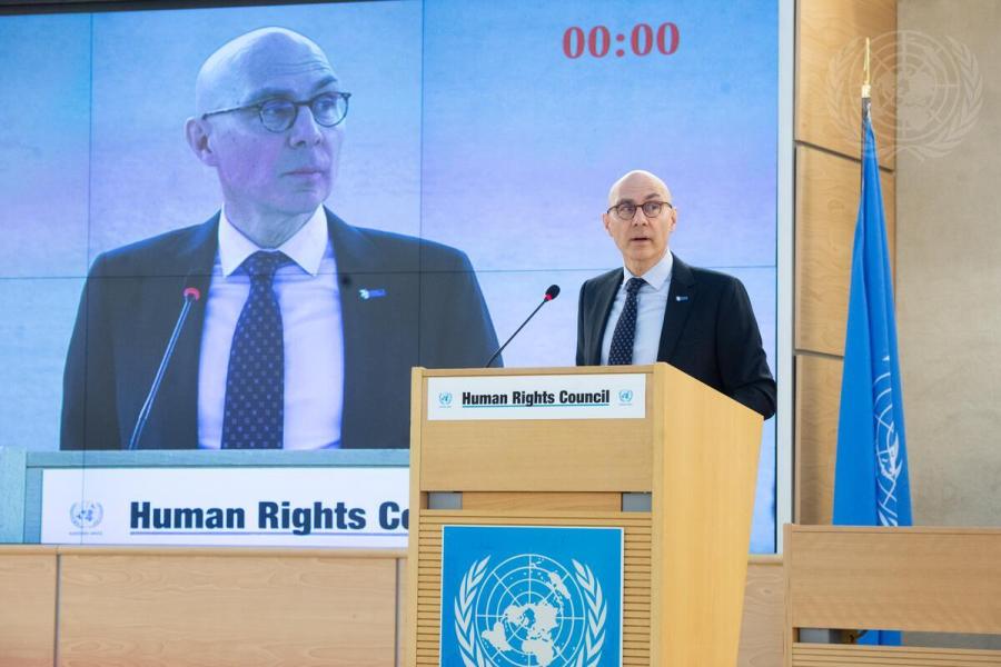 Volker Türk, United Nations High Commissioner for Human Rights, addresses the High-level segment of the 52nd session of the Human Rights Council.