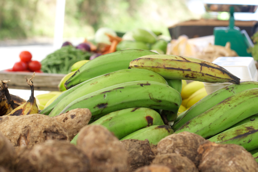 Caribbean vegetable market stall in Nevis