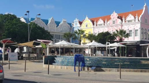 Traditional architecture in downtown Oranjestad, the capital of Aruba.