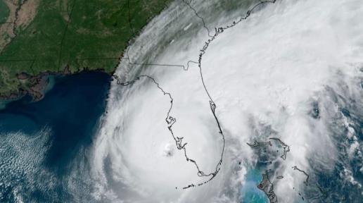 Satellite image of Hurricane Ian as it was making landfall in Florida on September 28, 2022.