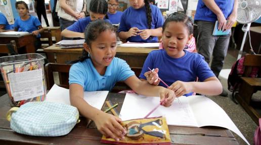 File photo of migrant children in a classroom in Trinidad and Tobago