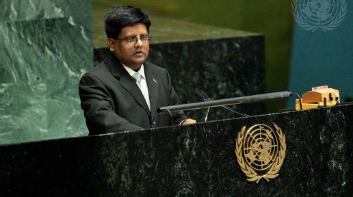Ashni Singh, Minister of Finance of Guyana, addresses a United Nations Conference on the World Financial and Economic Crisis and its Impact on Development.