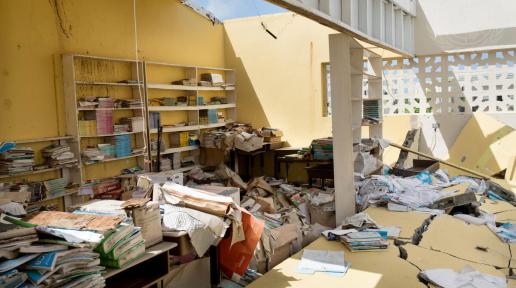 Library destroyed by hurricane