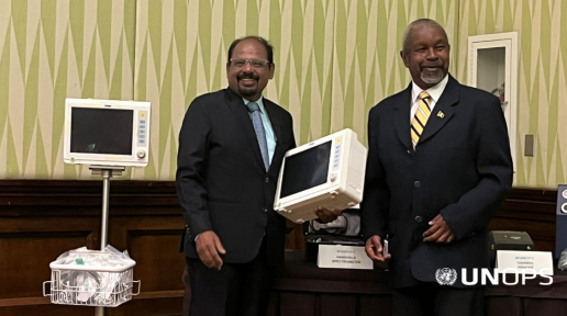 His Excellency, Dr. Shankar Balachandran Ambassador of India to Suriname and High Commissioner of India to Barbados (L) Dr. Kenneth George, Chief Medical Officer Ministry of Health and Wellness (R)