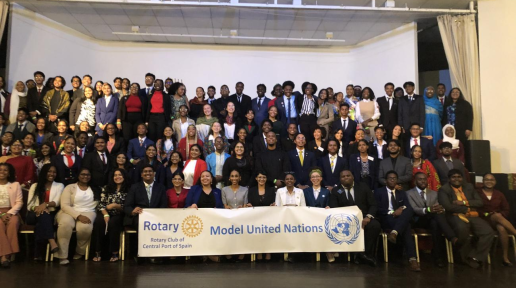 Delegates celebrate the completion of their debate on gender and climate at the end of the 24th annual Model UN, hosted by the Rotary Club of Central Port of Spain.