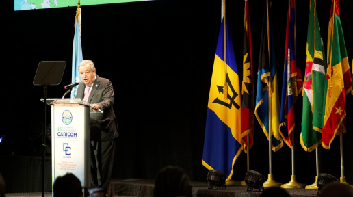 Secretary-General António Guterres addresses the opening ceremony of the 48th Regular Meeting of the Conference of the Heads of Government of the Caribbean Community (CARICOM).