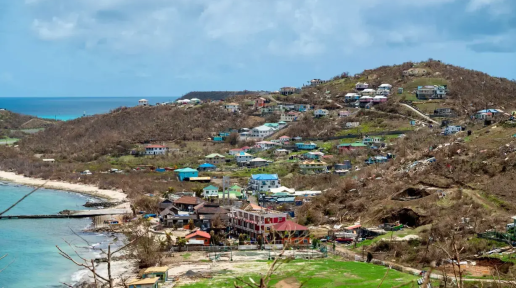 Area on Union Island after the passing of Hurricane Beryl. 